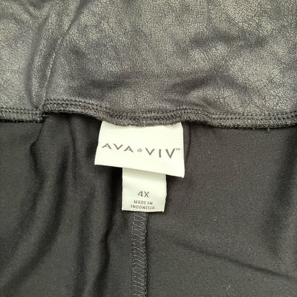 Ava & Viv High Waisted Black Liquid Shine Leggings Size 4X New With Tags - Picture 6 of 12